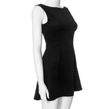 Black O Neck Backless Evening Party Dress Women 2024 Sleeveless Elegant Sexy Dress Bodycon Mini Summer Dress Vestidos