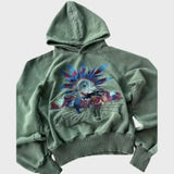 Yahuite Retro Abstract Streetwear Hoodie Y2K Hip Hop Graphic Green Oversized Hoodie Sweatshirt Women Men Harajuku Gothic Pullover Hoodie