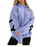 Yahuite Women's Hoodie Pullover Sweatshirt Stylish Letter Print With Thick Long Sleeves Tops Loose 2024 Autumn Winter Hoodies Sportwear