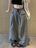 Yahuite Sweet Black Women Plaid Pants Coquette Japanese Style Cute Wide Leg Trousers Harajuku Kawaii Palazzo Pants Vintage Y2k