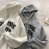 Yahuite Autumn Houdi Oveses Casual Sweatshirts Oversize Letter Print Streetwear Harajuku Zip Up Hudi Hop Men Sweatshirt Hoodies for Men