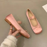 Yahuite Luxury Satin Silk Ballet Shoes Woman Classic Square Toe Bowtie Elastic Band Ballerina Flats Ladies Soft Loafers