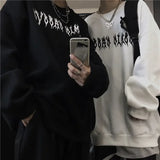 Yahuite Autumn Punk Black Sweatshirts Tops Gothic Grunge Oversized Hoodie Streetwear Womens Hip-hop Cool Couple High Street Pullovers