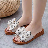 Yahuite 2024 Summer PVC Bow Women Sandals 3cm Thick Casual Shoes One line Elevated Flat Bottom Slippers