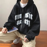 Yahuite Autumn Houdi Oveses Casual Sweatshirts Oversize Letter Print Streetwear Harajuku Zip Up Hudi Hop Men Sweatshirt Hoodies for Men