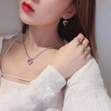 YAHUITE Gothic Pink Crystal Heart Pendant Choker Necklace Chains Charm Collar Aesthetic Jewelry Y2K Accessories Free Shipping Items