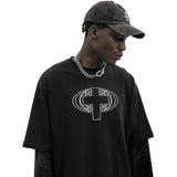 Yahuite Harajuku Oversized Streetwear Men's Tshirt SC Graphic Print Hip Hop Aesthetic Clothing Fake Two Pieces Long Sleeve Tops Goth Y2k