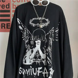 Yahuite T Shirt for Men Autumn Y2k T-shirt Streetwear Oversized Long Sleeve Anime T-shirt Harajuku Gothic Vintage Graphic Manga Tee Tops