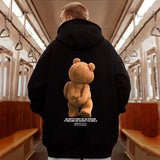 Yahuite Autumn Funny Kawaii Bear Graphic Printed Pullover Hoodies Men Hip Hop Streetwear Pocket Hooded Sweatshirts Y2K Vintage Hoodie