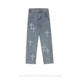 Yahuite 2023 Fashion Trousers Cross Denim Pants Streetwear Hip Hop Low Rise Baggy Jeans For Men Korean Y2k Women Cargo Pants Punk Clothe