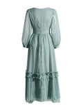 YAHUITE Ruffled Silk Stardust Maxi Dress