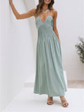 YAHUITE Back Cutout Flowy Maxi Dress