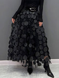 YAHUITE Elegant Dot Patchwork Tulle Skirt