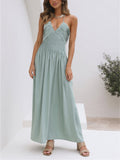 YAHUITE Back Cutout Flowy Maxi Dress