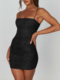 YAHUITE Strappy Sequin Mini Dress