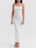 YAHUITE White Knit Maxi Dress