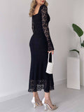 YAHUITE Lace Ruffle Dress