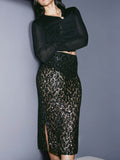 YAHUITE Sequined Skirt