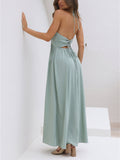 YAHUITE Back Cutout Flowy Maxi Dress