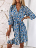 YAHUITE Bohemian Floral Print Dress