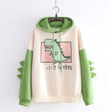 Hoodies Women Sweatshirt Japanese Style Kawaii Cartoon Dinosaur Hooded Autumn Spring Pullovers For Girls Top Sudadera Mujer