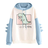 Hoodies Women Sweatshirt Japanese Style Kawaii Cartoon Dinosaur Hooded Autumn Spring Pullovers For Girls Top Sudadera Mujer