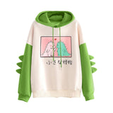 Hoodies Women Sweatshirt Japanese Style Kawaii Cartoon Dinosaur Hooded Autumn Spring Pullovers For Girls Top Sudadera Mujer